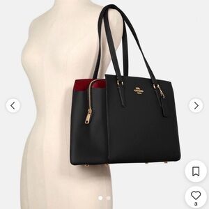 Coach Black Tote with Red Accent